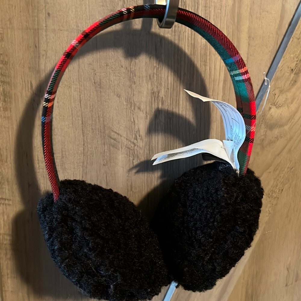 J.Crew Faux Fur Shearling Earmuffs Plaid